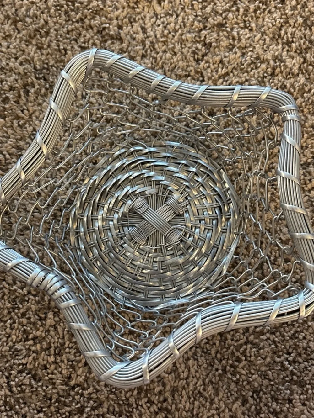 Woven Metal Decorative Basket - Silver